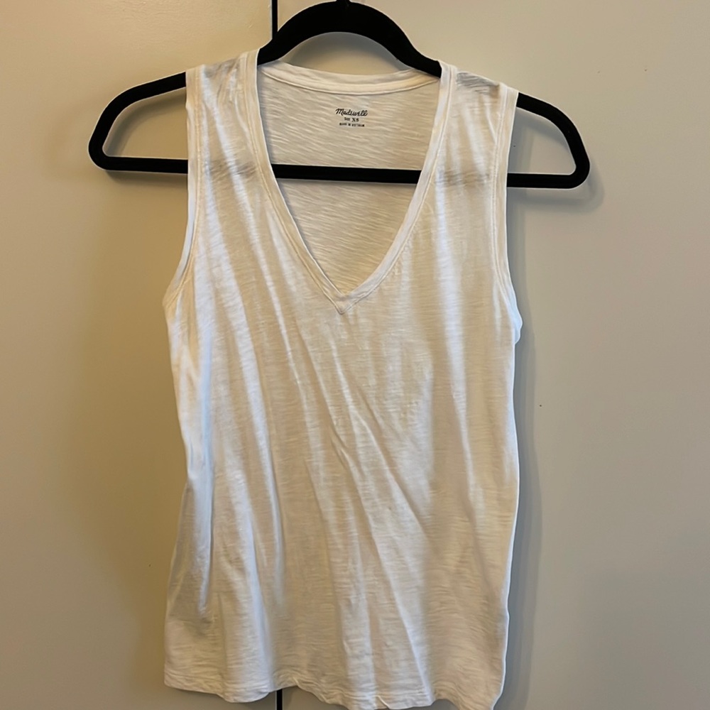 Madewell White V-Neck Tank